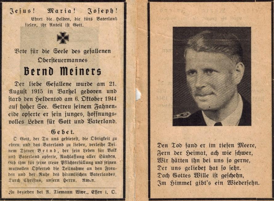 Kriegsopfer des 2. Weltkrieges Bernd Meiners 06.10.1944