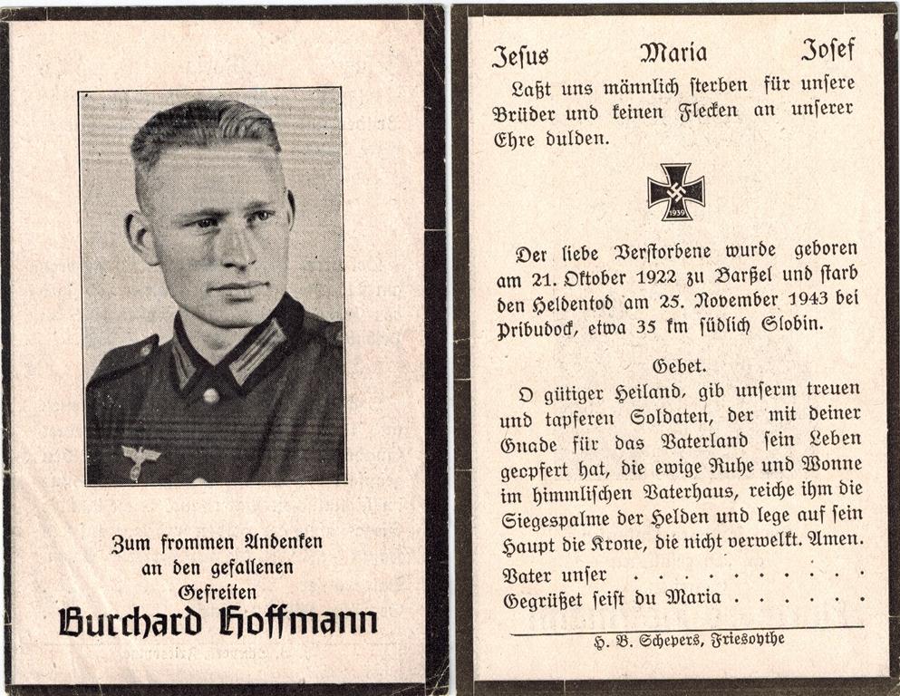 Kriegsopfer des 2. Weltkrieges Burchard Hoffmann 25.11.1943