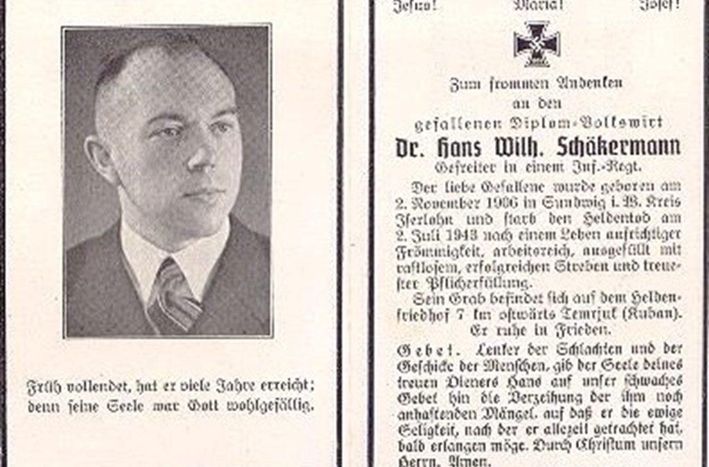 Dr. Hans Wilhelm Schäkermann aus Barßel