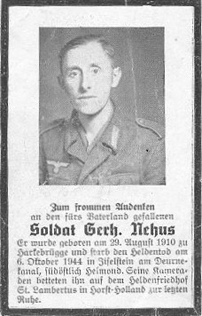 Kriegsopfer des 2. Weltkrieges Gerhard Nehus 06.10.1944