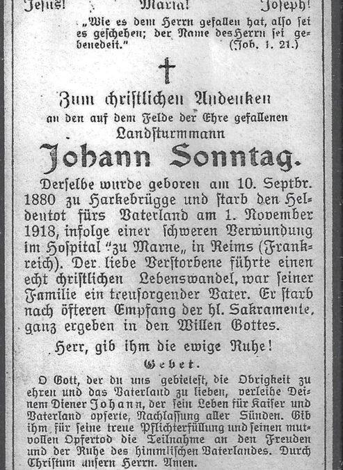 Johann Meinhard Theodor Sondag aus Harkebrügge