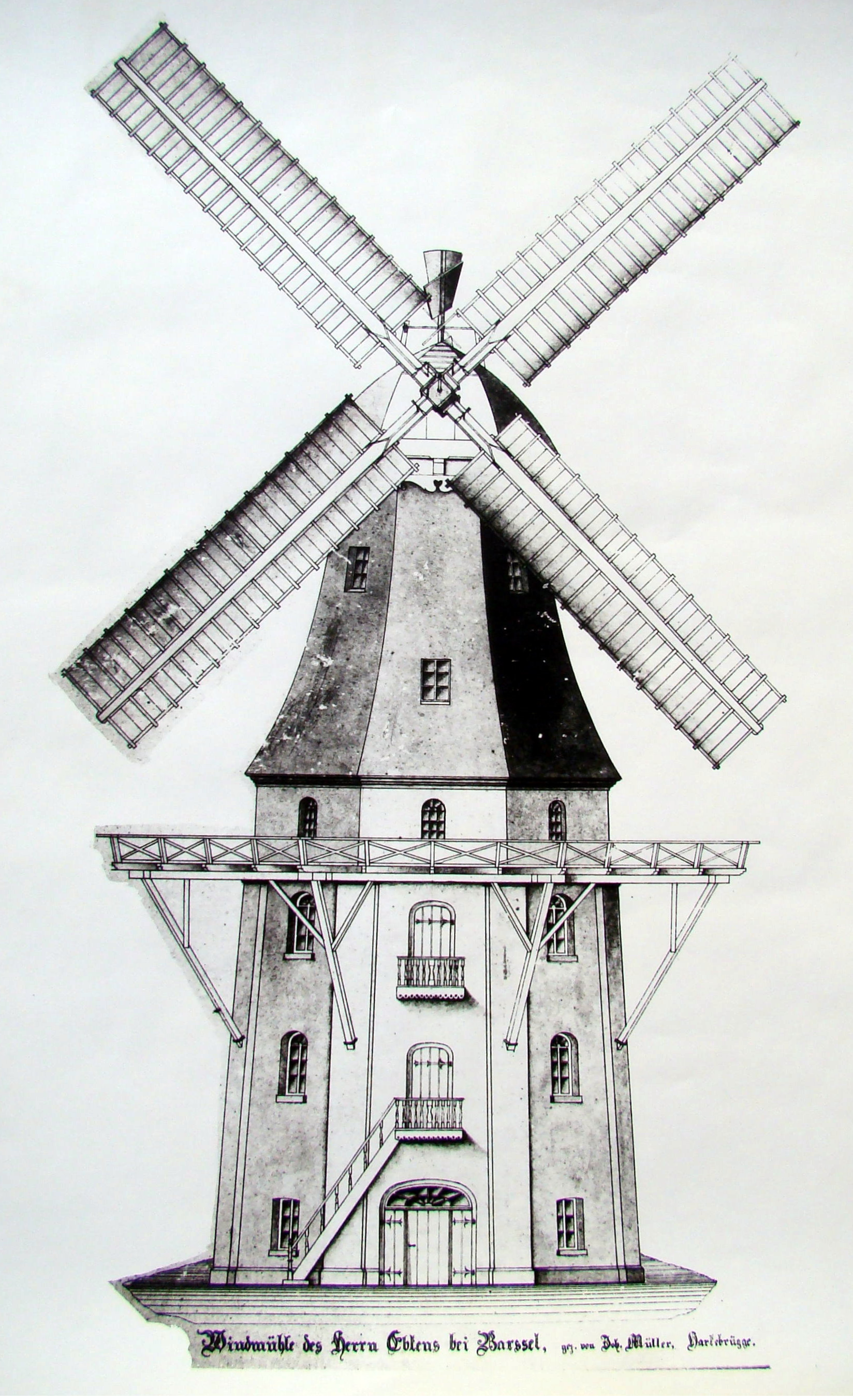 Zeichnung der Ebkensschen Mühle Barßel