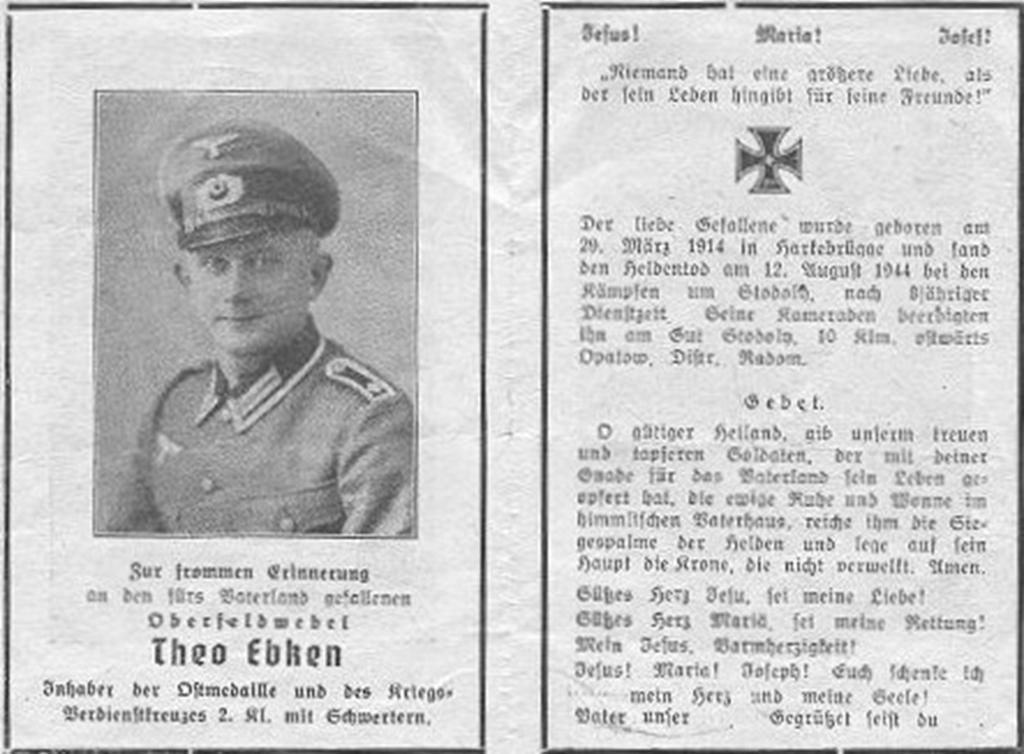 Kriegsopfer des 2. Weltkrieges Theodor Ebken 12.08.1944