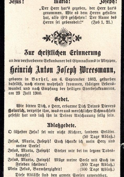 Heinrich Anton Joseph Wreesmann aus Barßel
