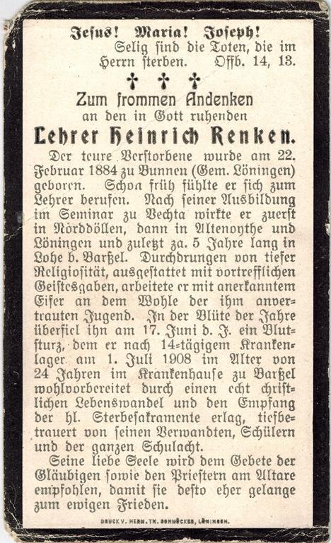 Verstorbener Heinrich Renken 01.07.1908