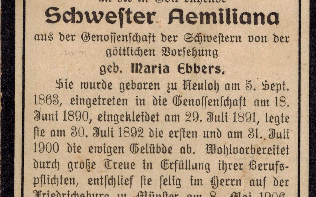 Schwester Aemiliana geborene Maria Ebbers aus Neuloh