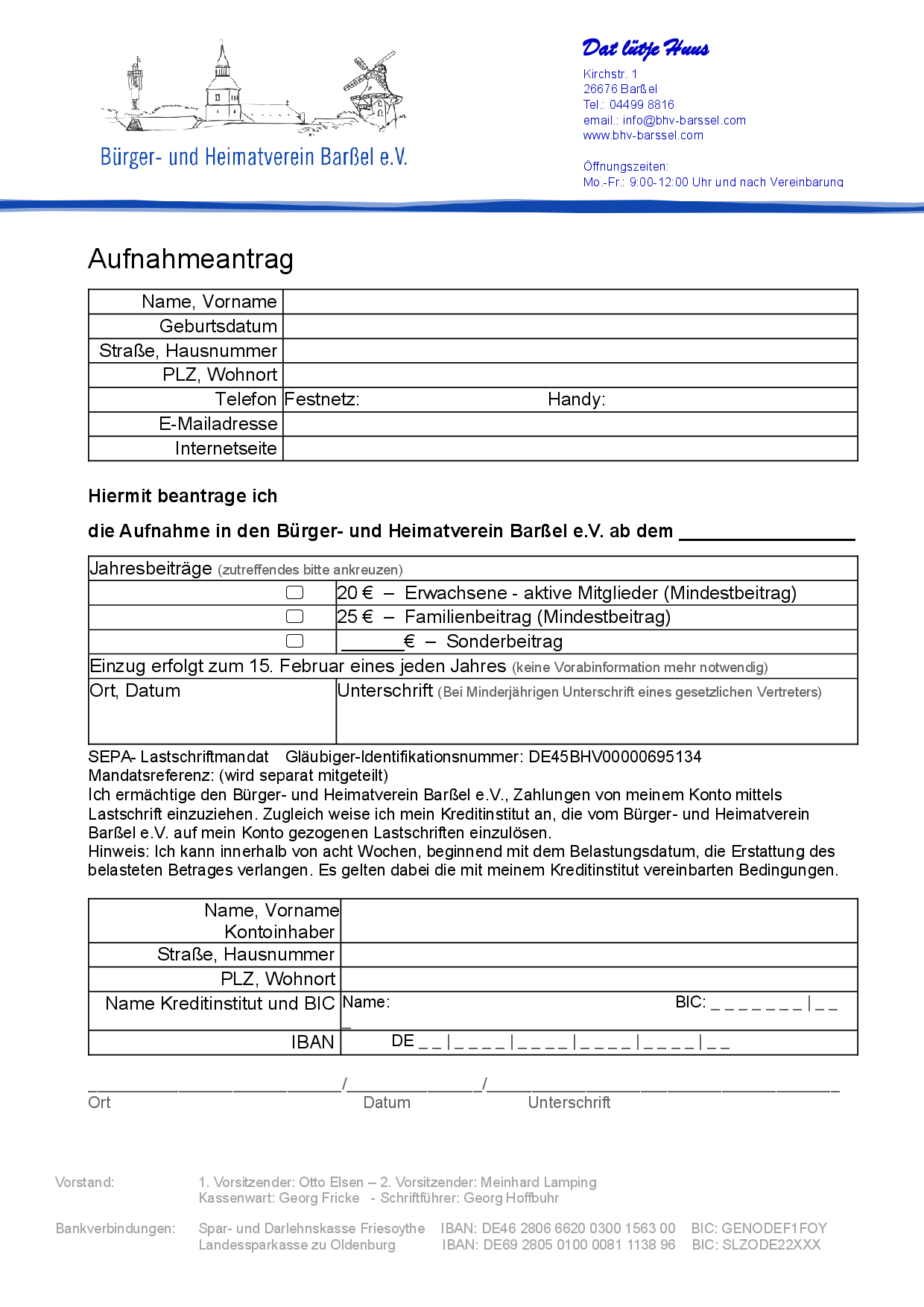 Aufnahmeantrag